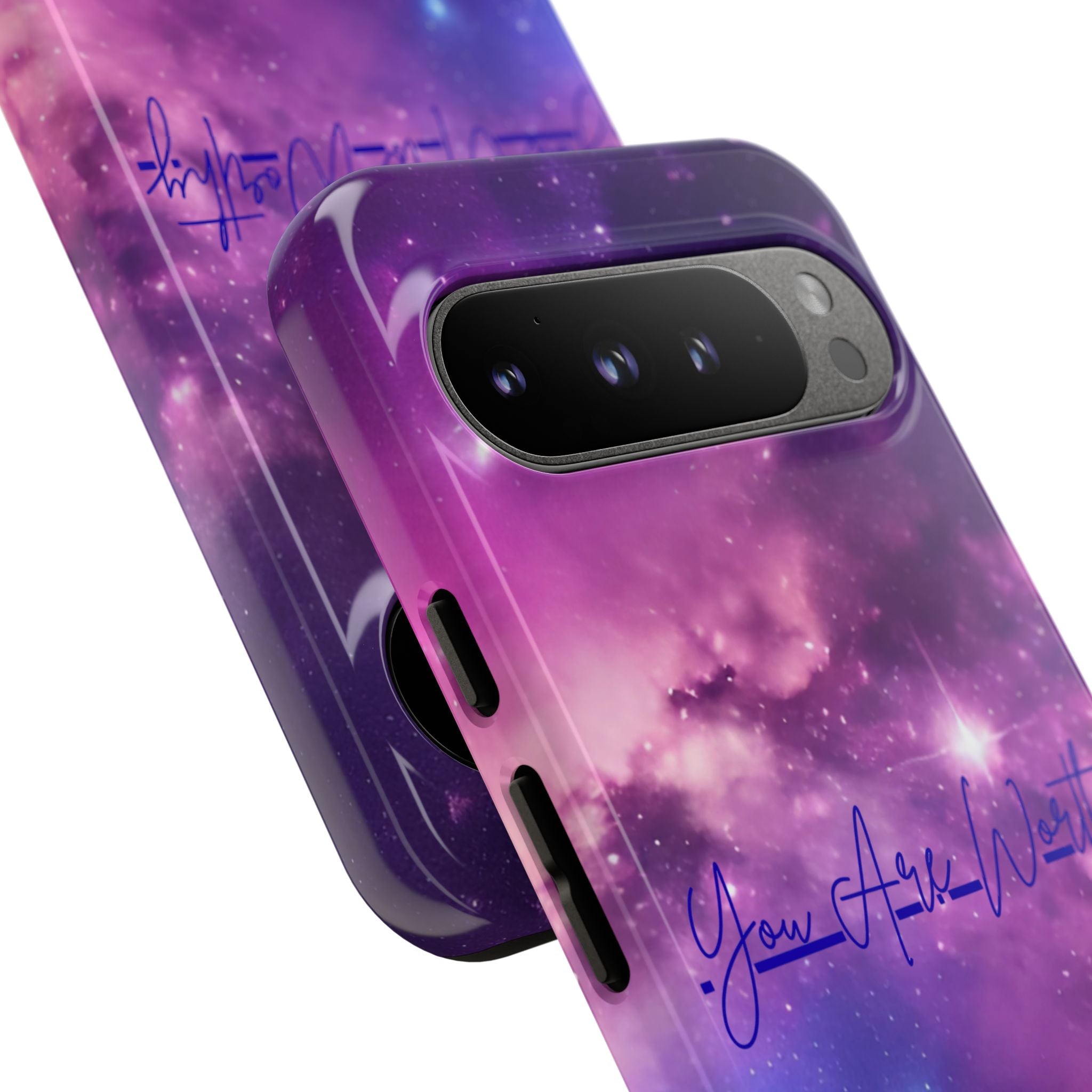 Galaxy "You Are Worthy" Phone Case — Motivational Nebula Design, Customizable Text