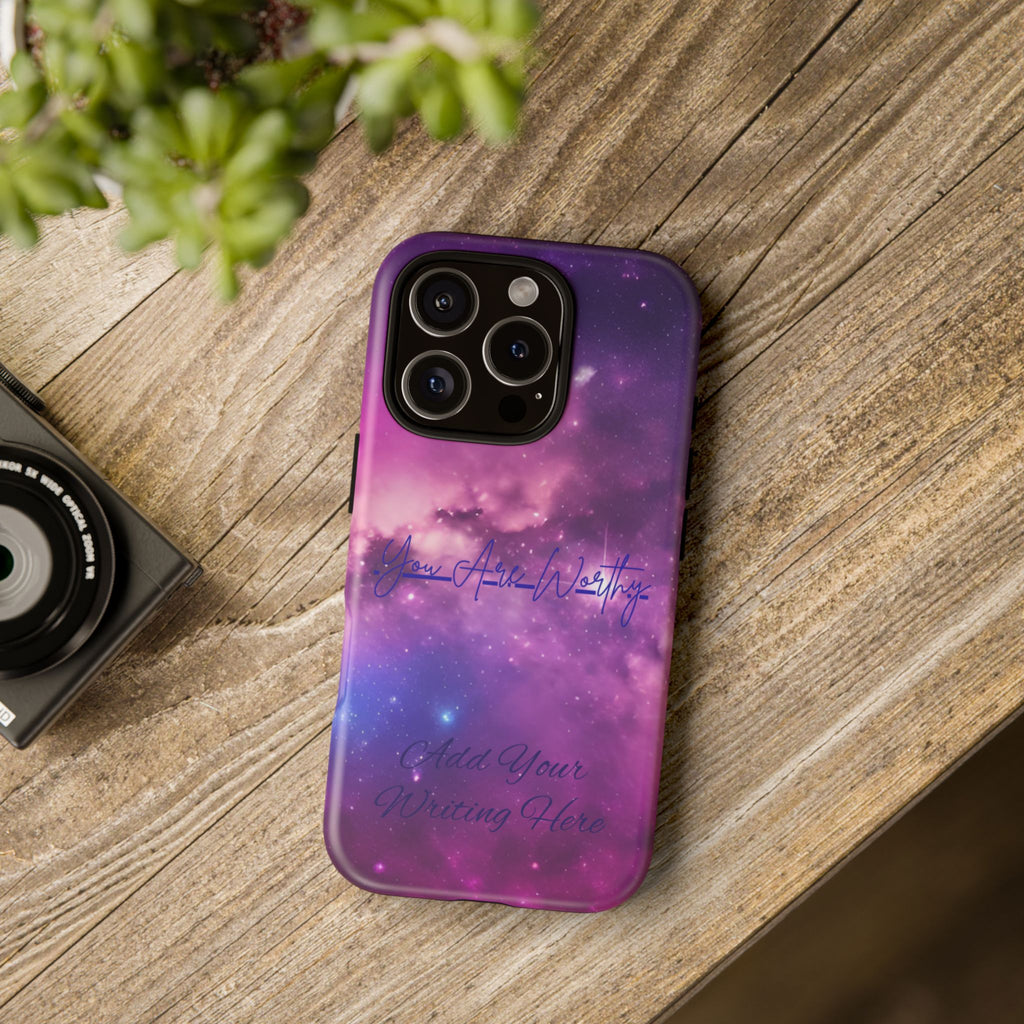 Custom Galaxy Phone Case — Personalized Purple Nebula iPhone Cover with Text