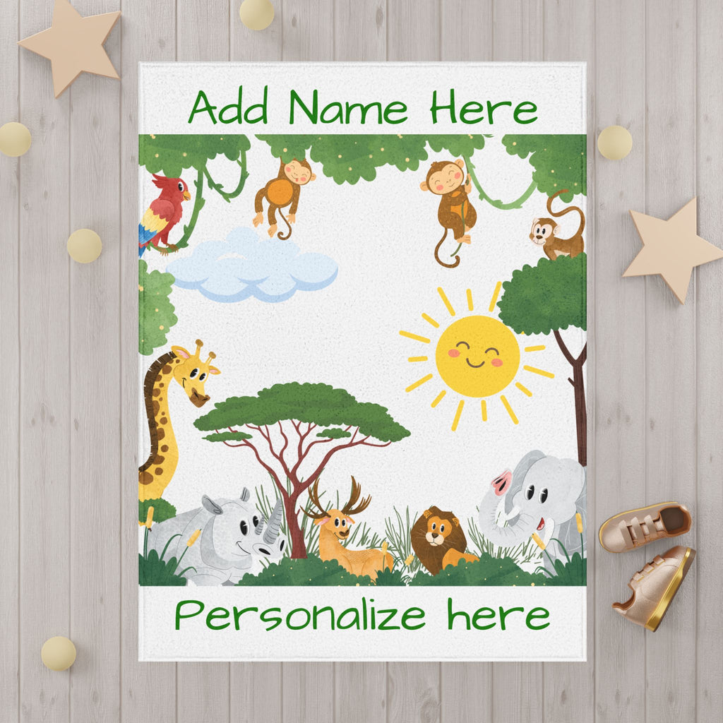 Personalized Jungle Safari Toddler Blanket — Add Name Here