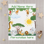 Personalized Jungle Safari Toddler Blanket — Add Name Here