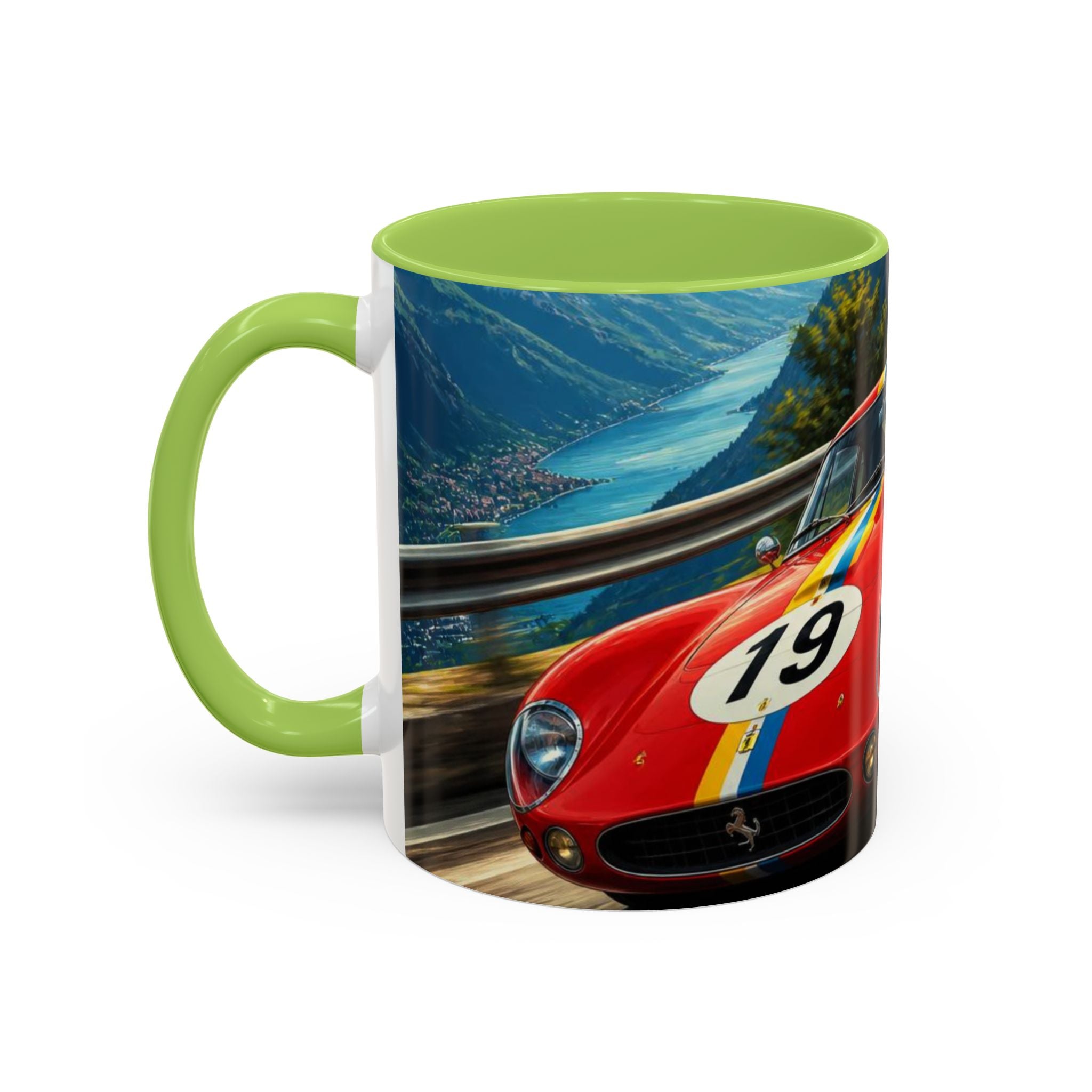 Classic Racing Cars Accent Coffee Mug – Vintage Sports Car Track Design (11/15oz)