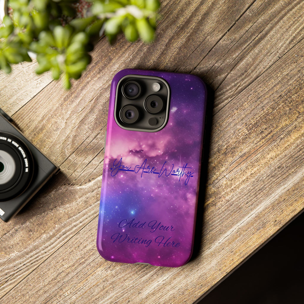 Custom Galaxy Phone Case — Personalized Purple Nebula iPhone Cover with Text