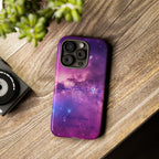 Custom Galaxy Phone Case — Personalized Purple Nebula iPhone Cover with Text