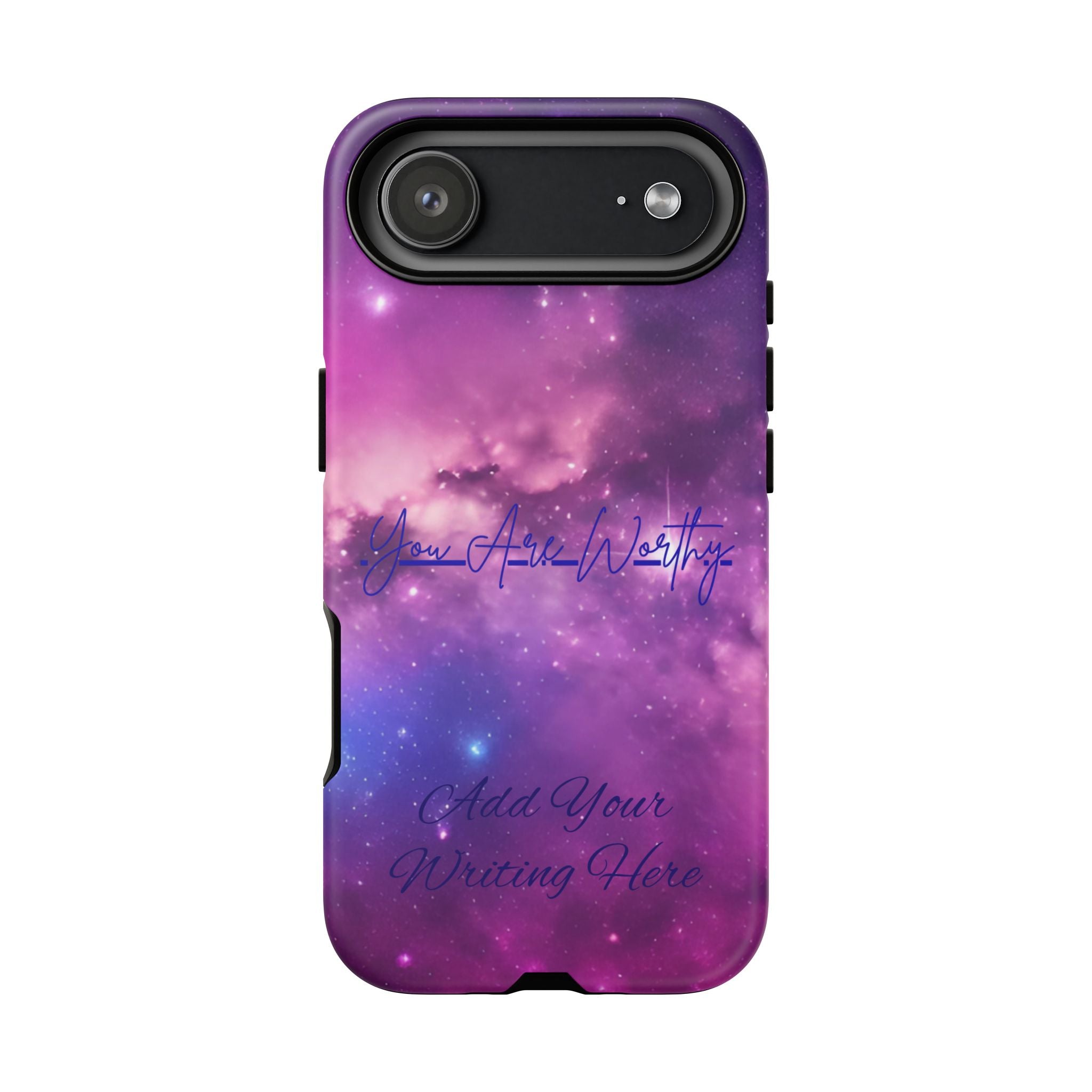 Custom Galaxy Phone Case — Personalized Purple Nebula iPhone Cover with Text