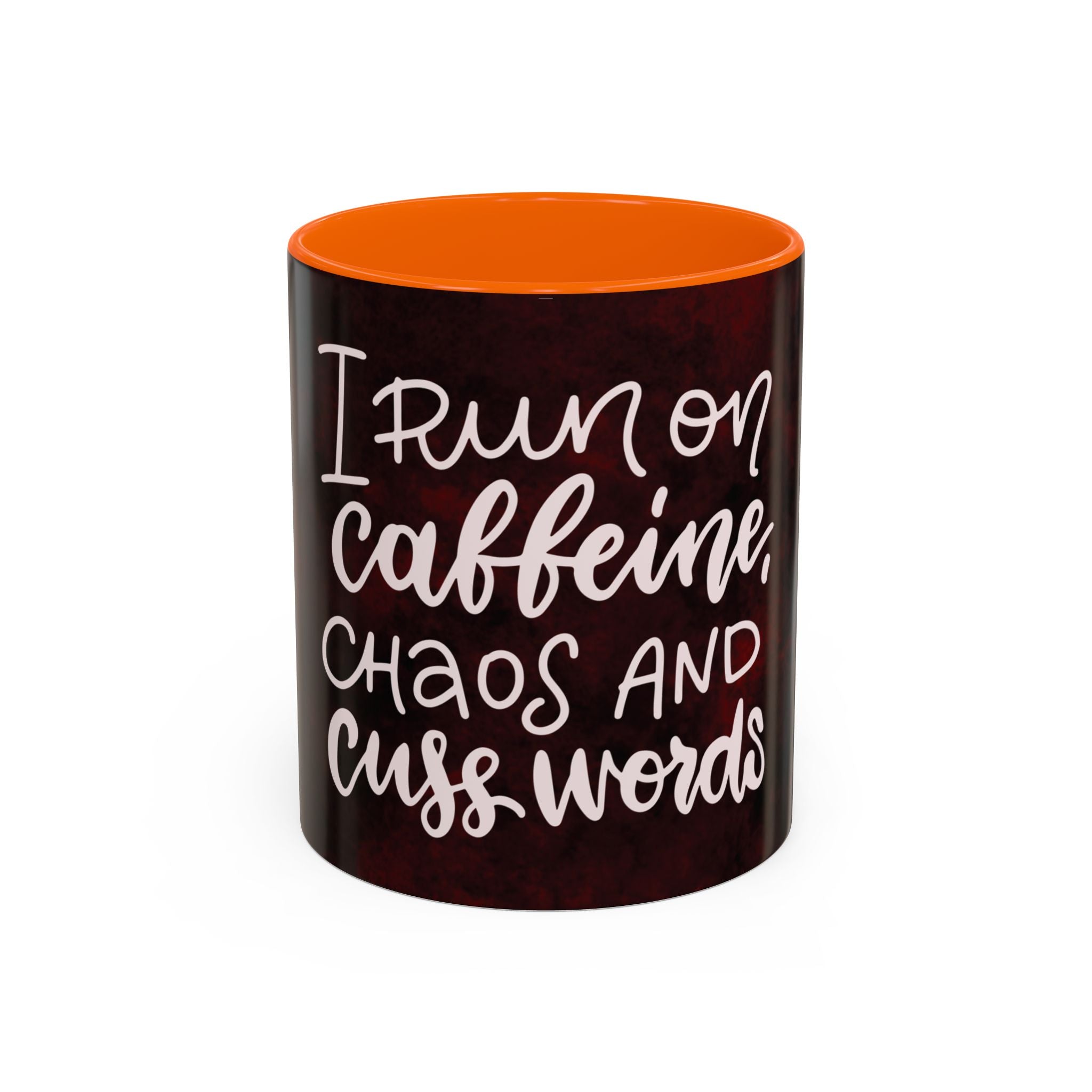 Coffee Mug – “I Run on Caffeine, Chaos and Cuss Words” Funny Accent Mug