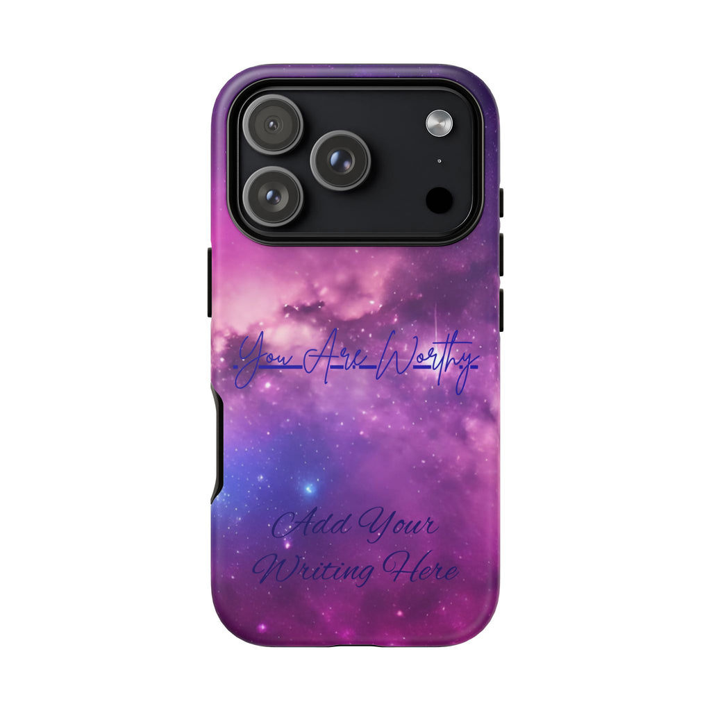Custom Galaxy Phone Case — Personalized Purple Nebula iPhone Cover with Text