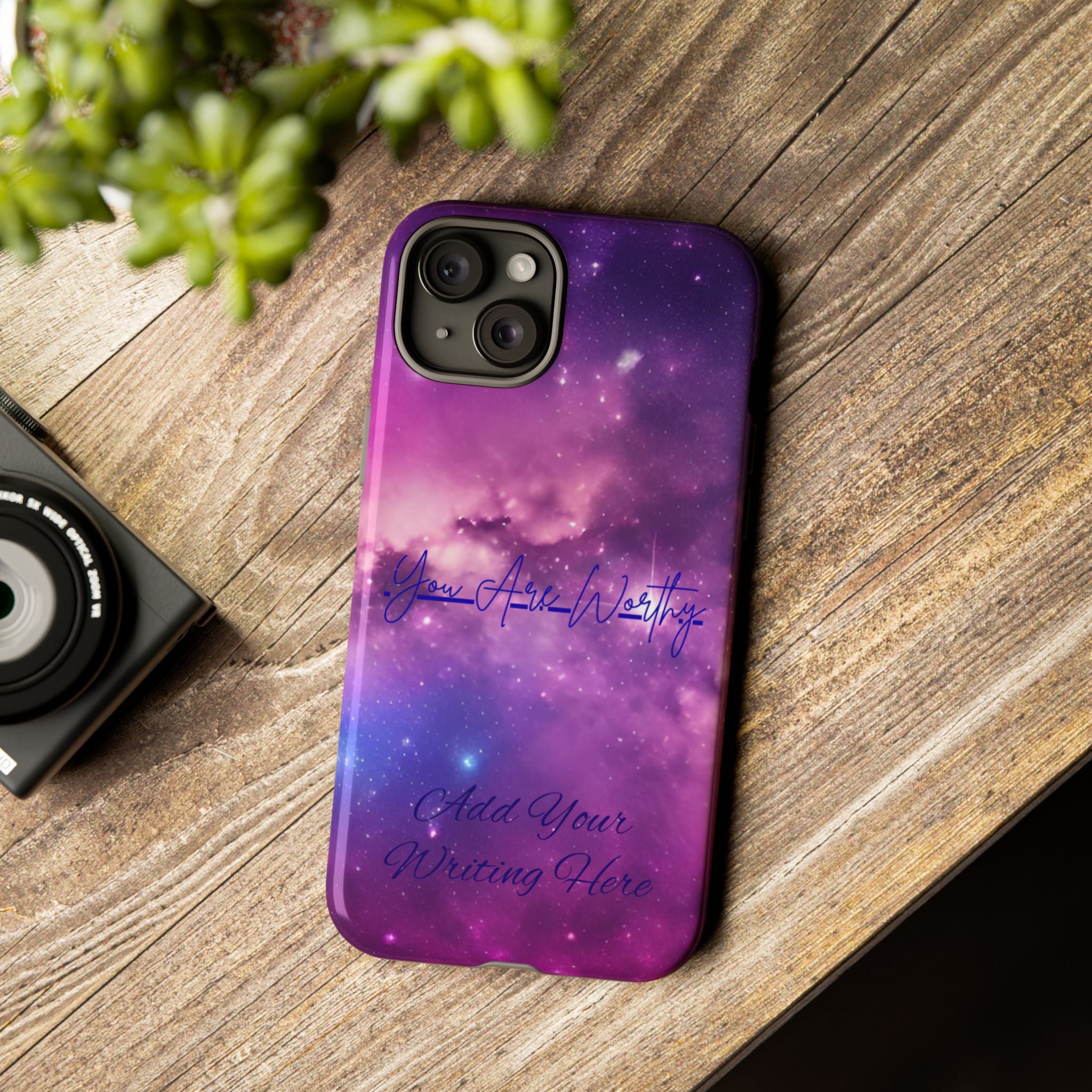 Custom Galaxy Phone Case — Personalized Purple Nebula iPhone Cover with Text