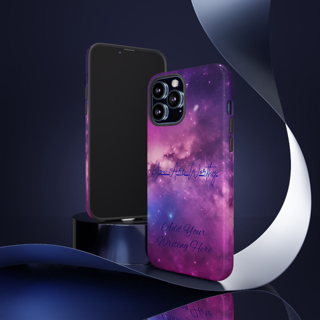 Custom Galaxy Phone Case — Personalized Purple Nebula iPhone Cover with Text