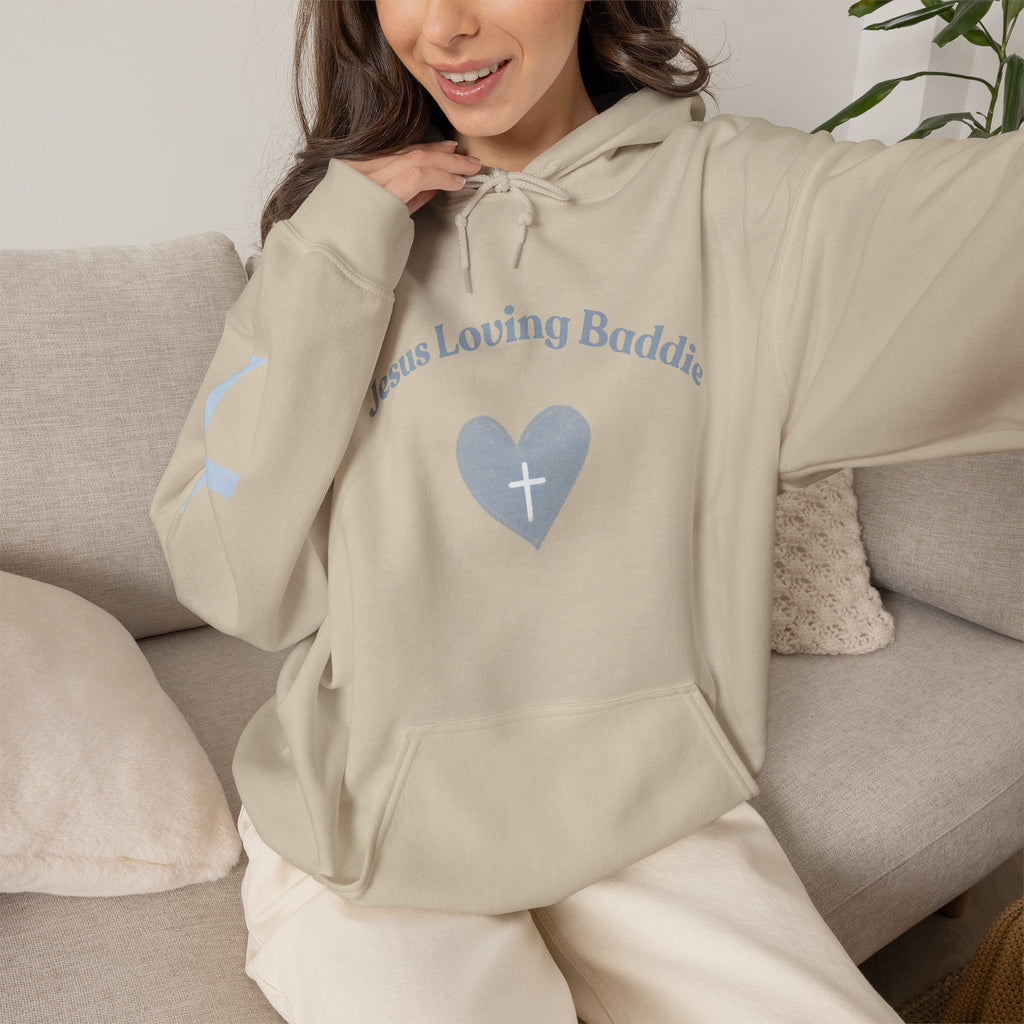 Jesus Loving Baddie Hoodie — Psalm 46:5 Christian Heart Cross Pullover