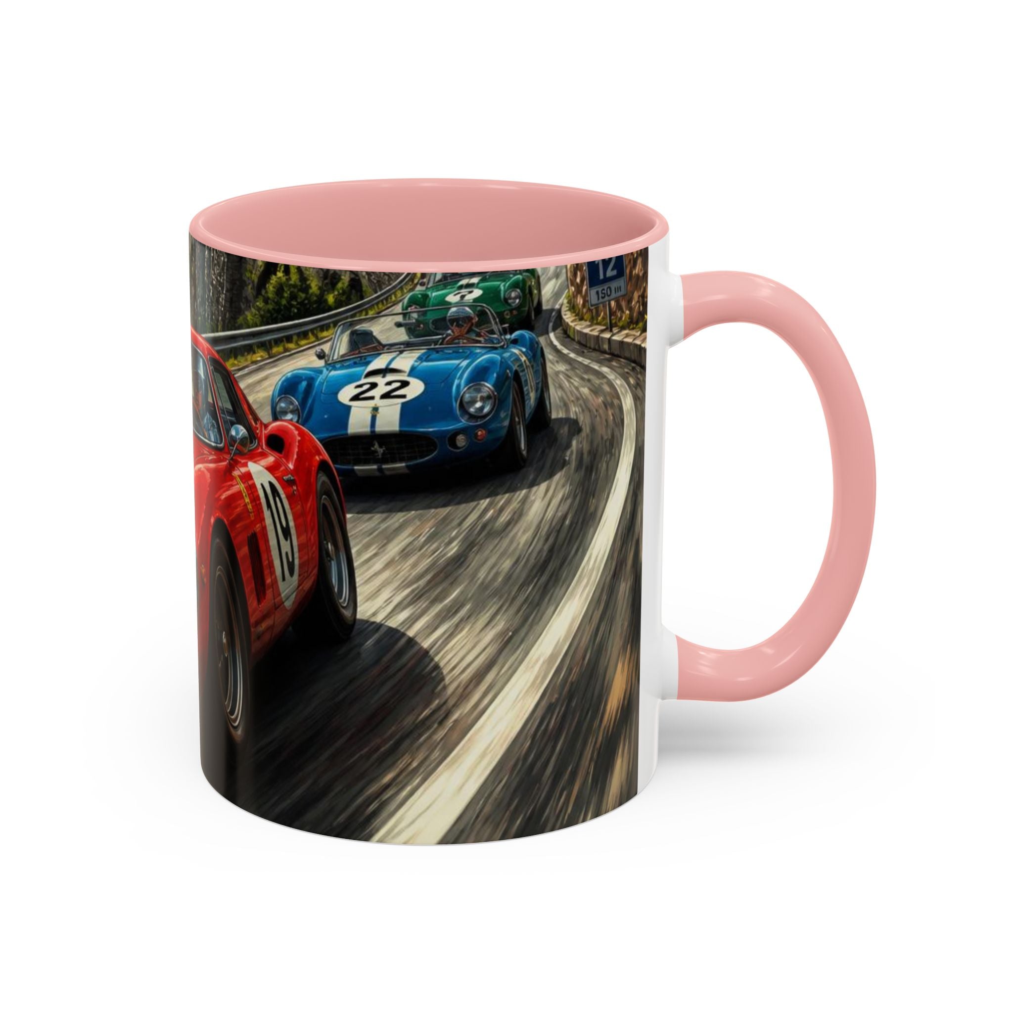 Classic Racing Cars Accent Coffee Mug – Vintage Sports Car Track Design (11/15oz)