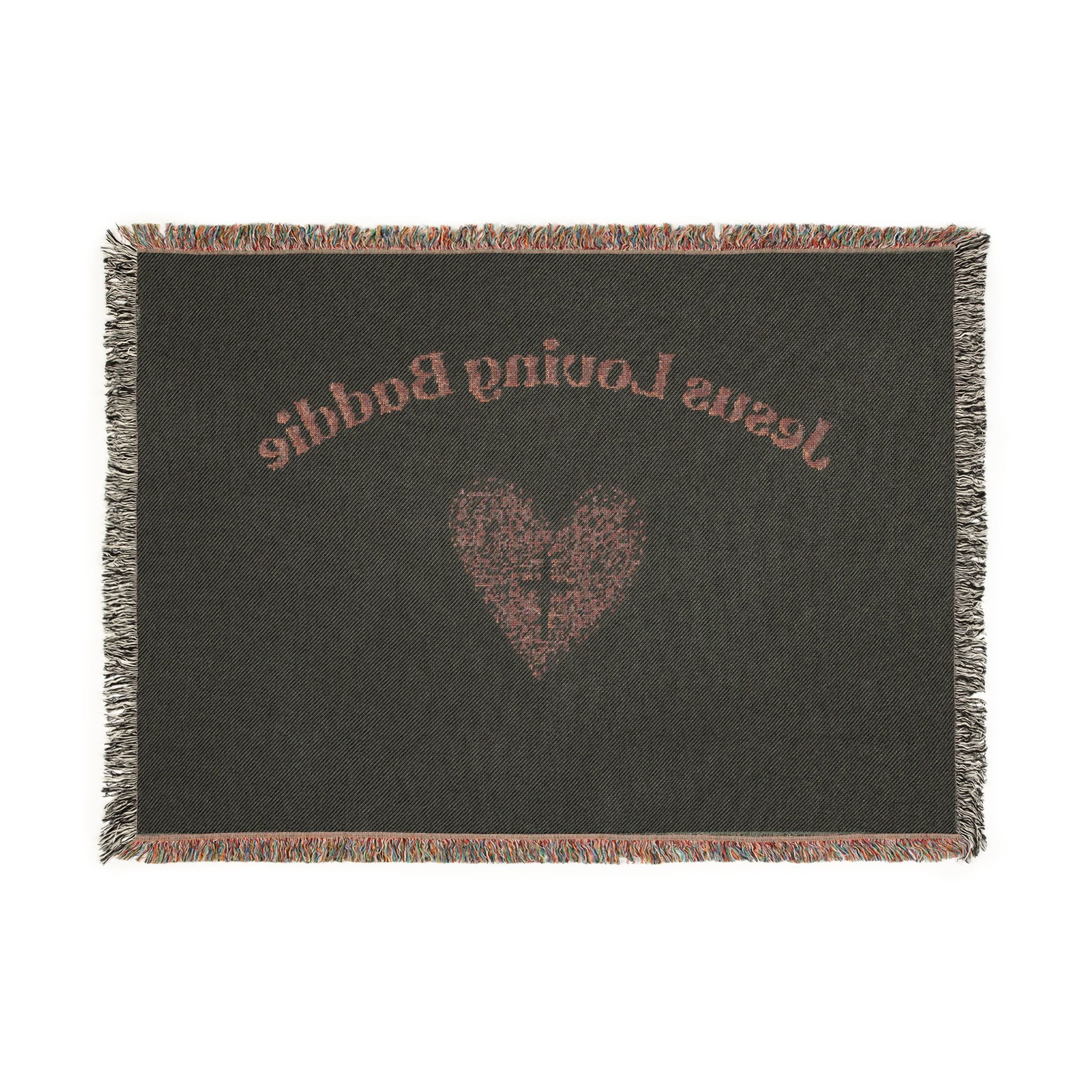 Woven Blanket — "Jesus Loving Buddie" Christian Heart Throw
