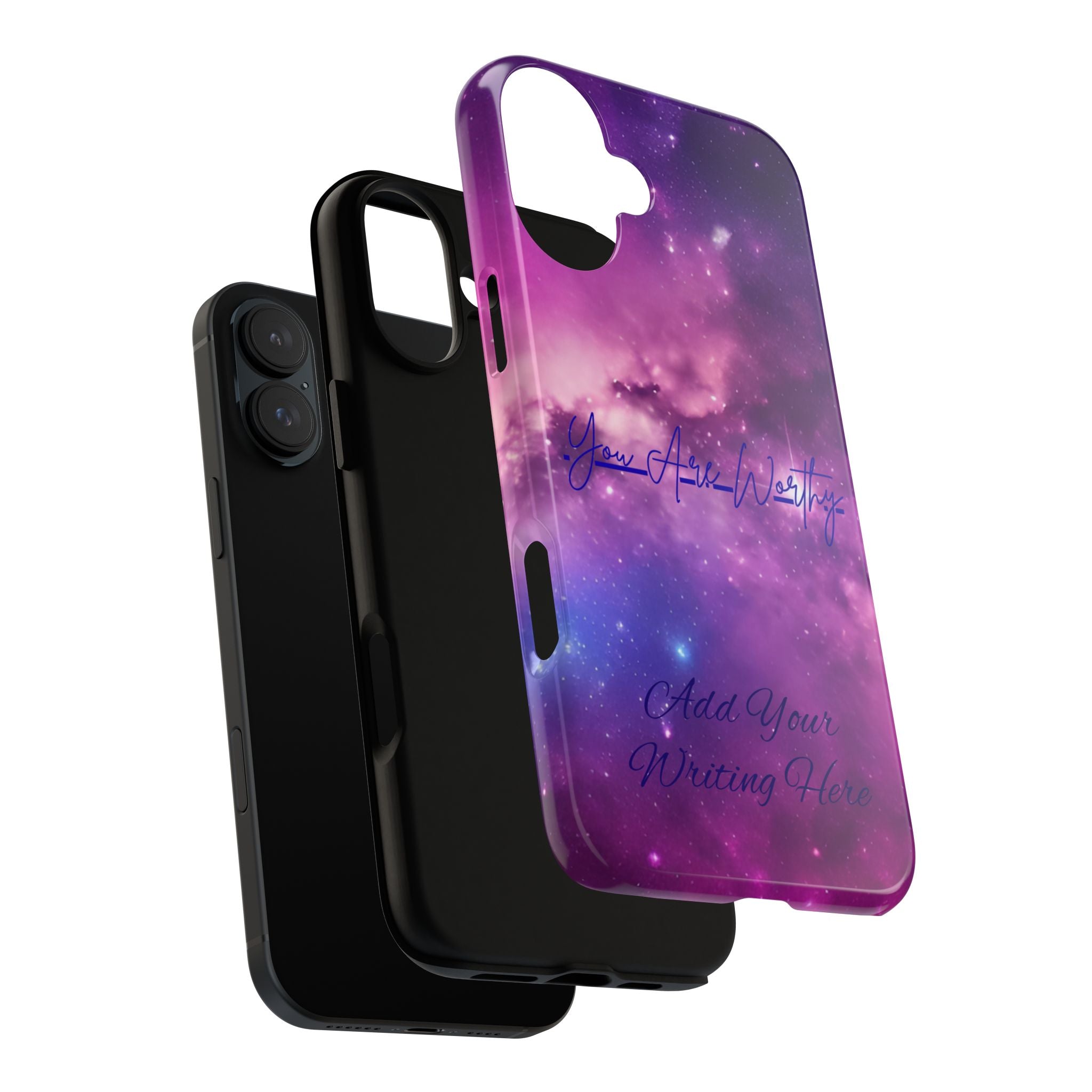 Custom Galaxy Phone Case — Personalized Purple Nebula iPhone Cover with Text