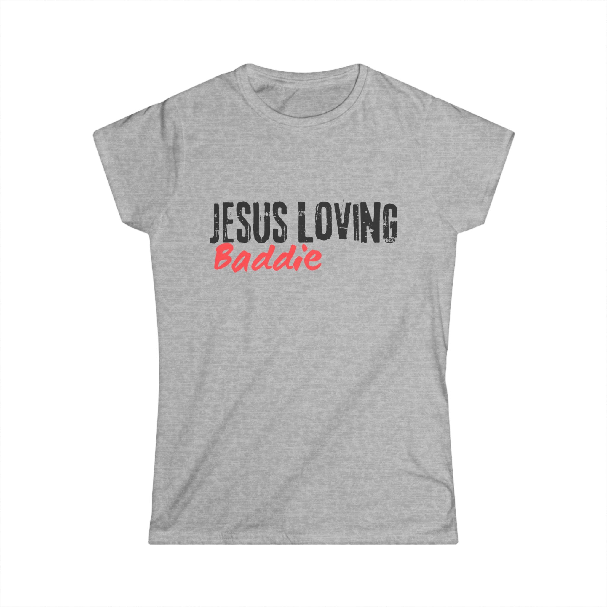 Jesus Loving Baddie Tee — Christian Graphic Women's T‑Shirt with Heart Cross Back