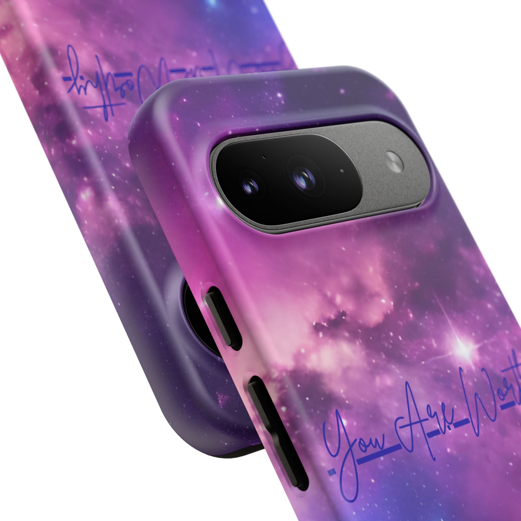 Galaxy "You Are Worthy" Phone Case — Motivational Nebula Design, Customizable Text