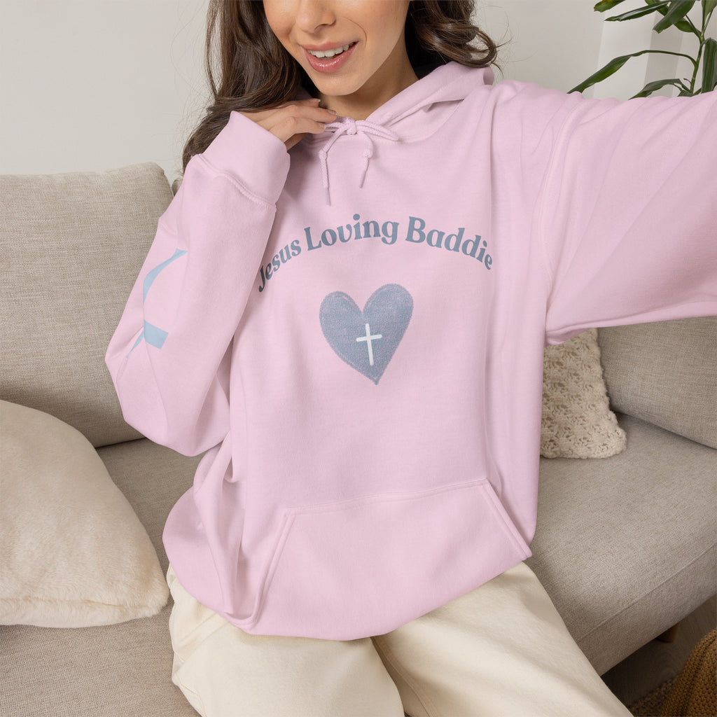 Jesus Loving Baddie Hoodie — Psalm 46:5 Christian Heart Cross Pullover