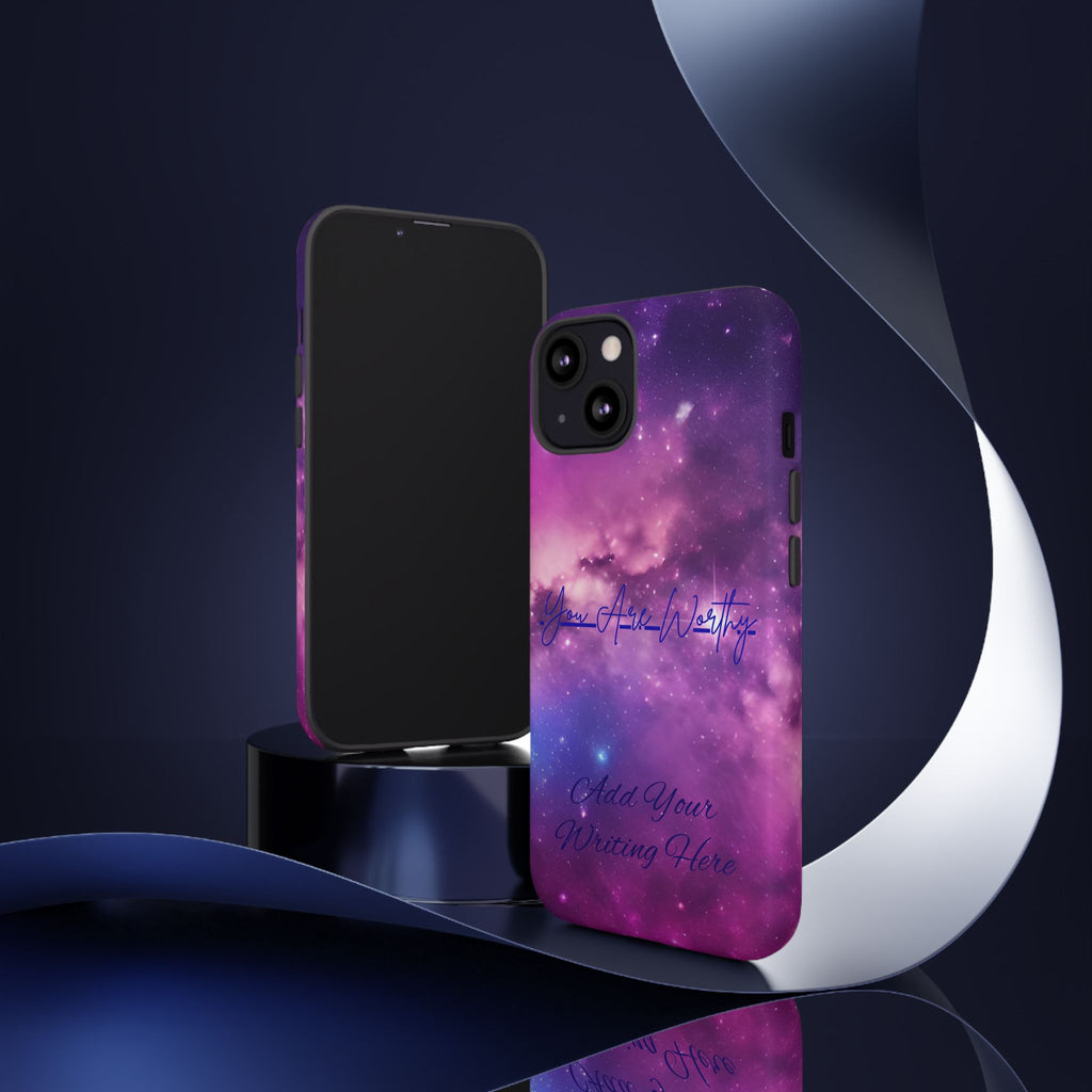 Custom Galaxy Phone Case — Personalized Purple Nebula iPhone Cover with Text
