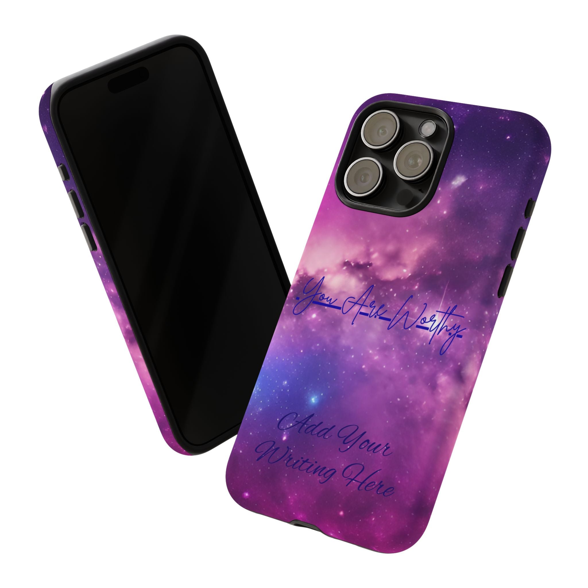 Custom Galaxy Phone Case — Personalized Purple Nebula iPhone Cover with Text