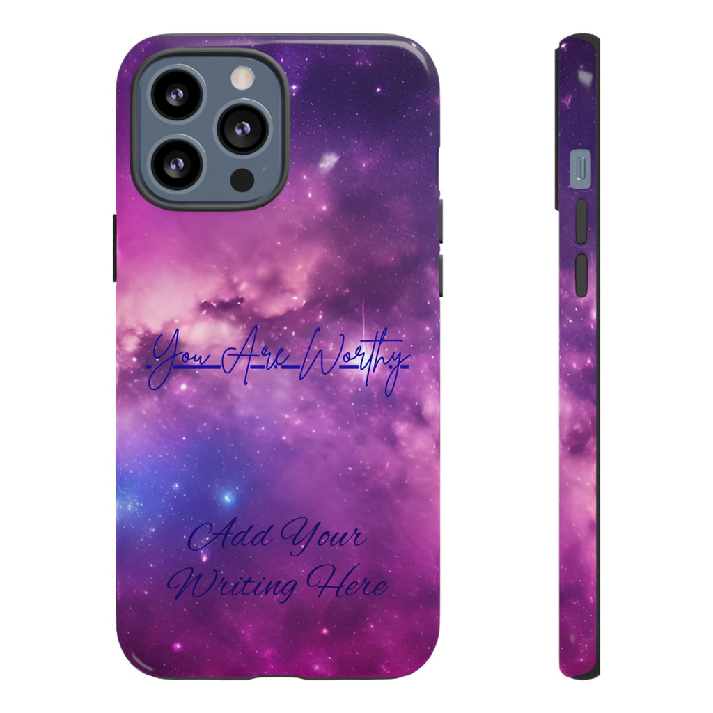 Custom Galaxy Phone Case — Personalized Purple Nebula iPhone Cover with Text