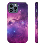 Custom Galaxy Phone Case — Personalized Purple Nebula iPhone Cover with Text