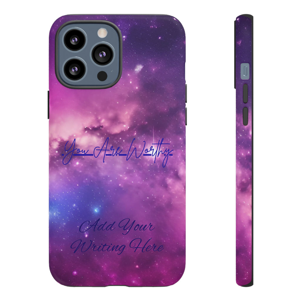 Custom Galaxy Phone Case — Personalized Purple Nebula iPhone Cover with Text