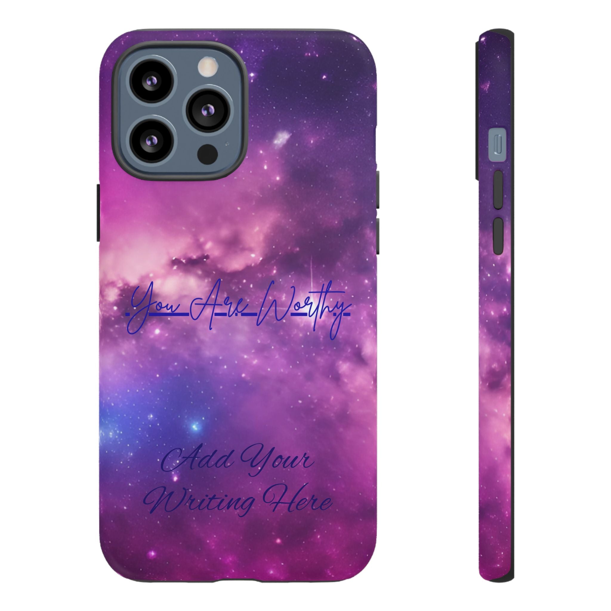Custom Galaxy Phone Case — Personalized Purple Nebula iPhone Cover with Text