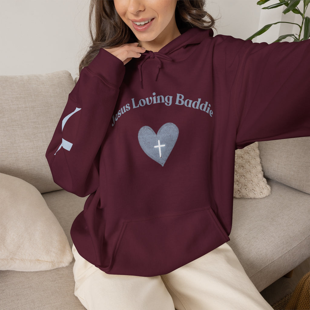 Jesus Loving Baddie Hoodie — Psalm 46:5 Christian Heart Cross Pullover
