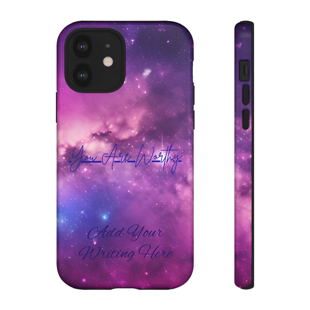 Custom Galaxy Phone Case — Personalized Purple Nebula iPhone Cover with Text