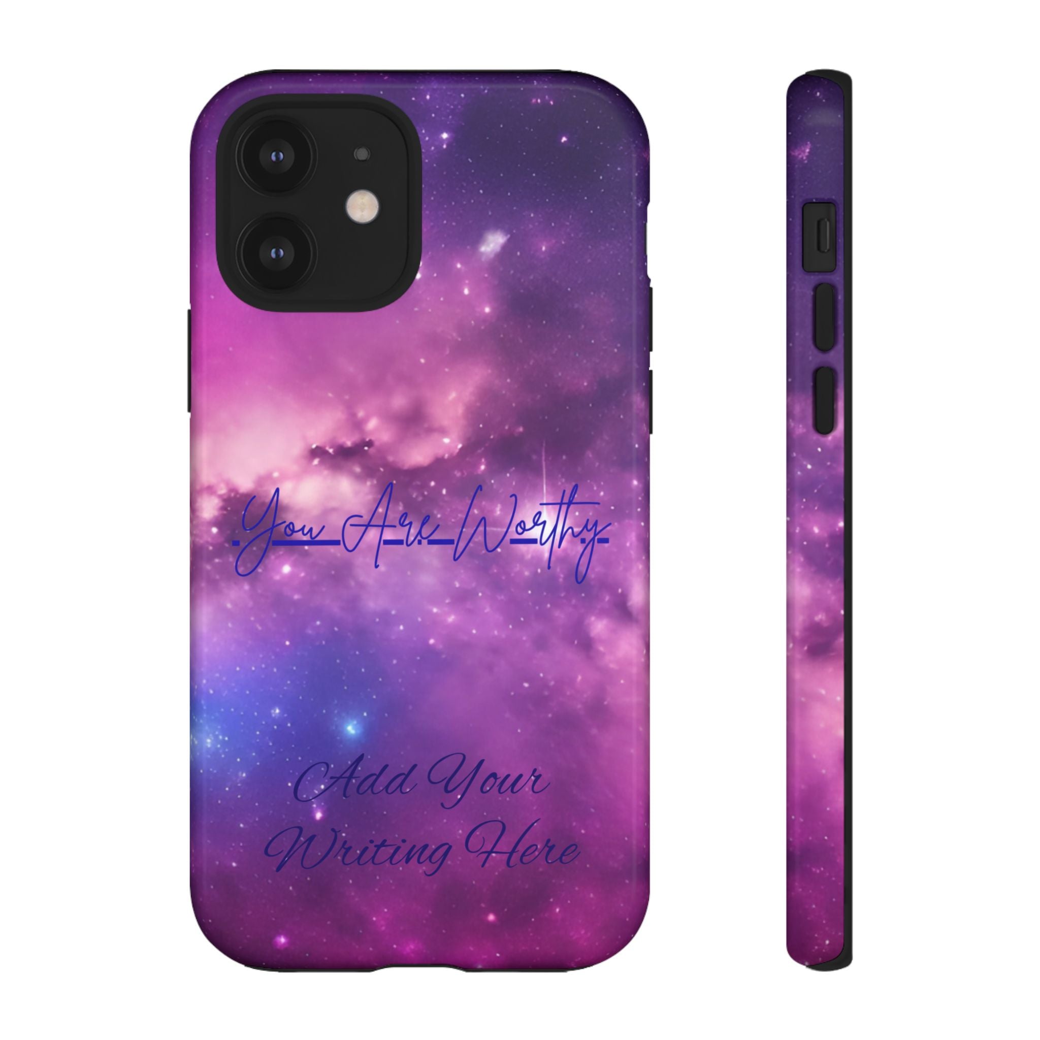 Custom Galaxy Phone Case — Personalized Purple Nebula iPhone Cover with Text