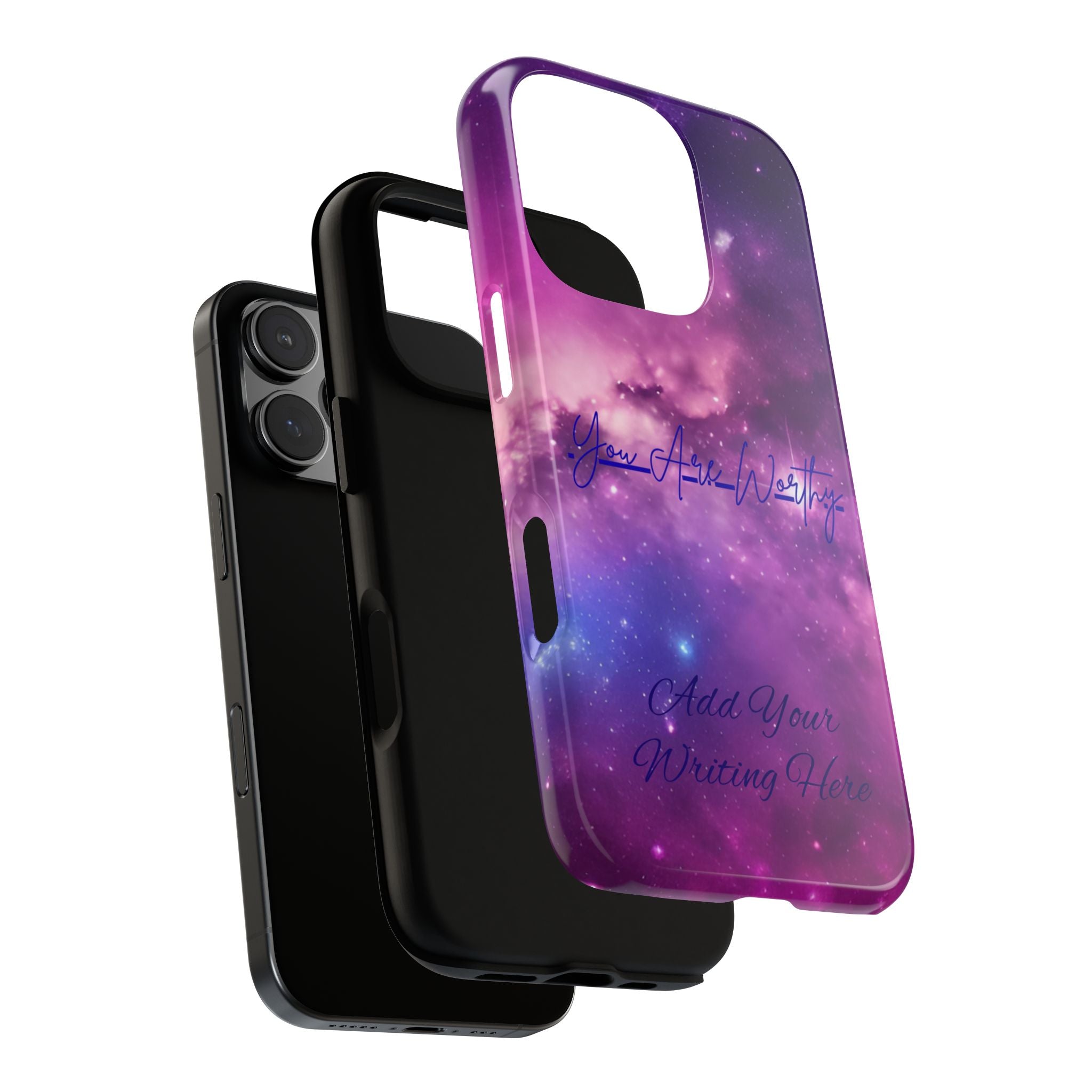 Custom Galaxy Phone Case — Personalized Purple Nebula iPhone Cover with Text
