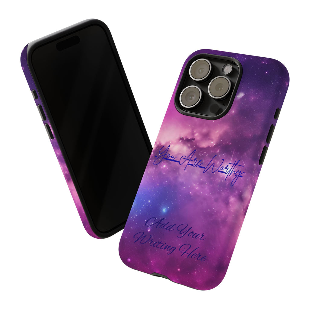 Custom Galaxy Phone Case — Personalized Purple Nebula iPhone Cover with Text