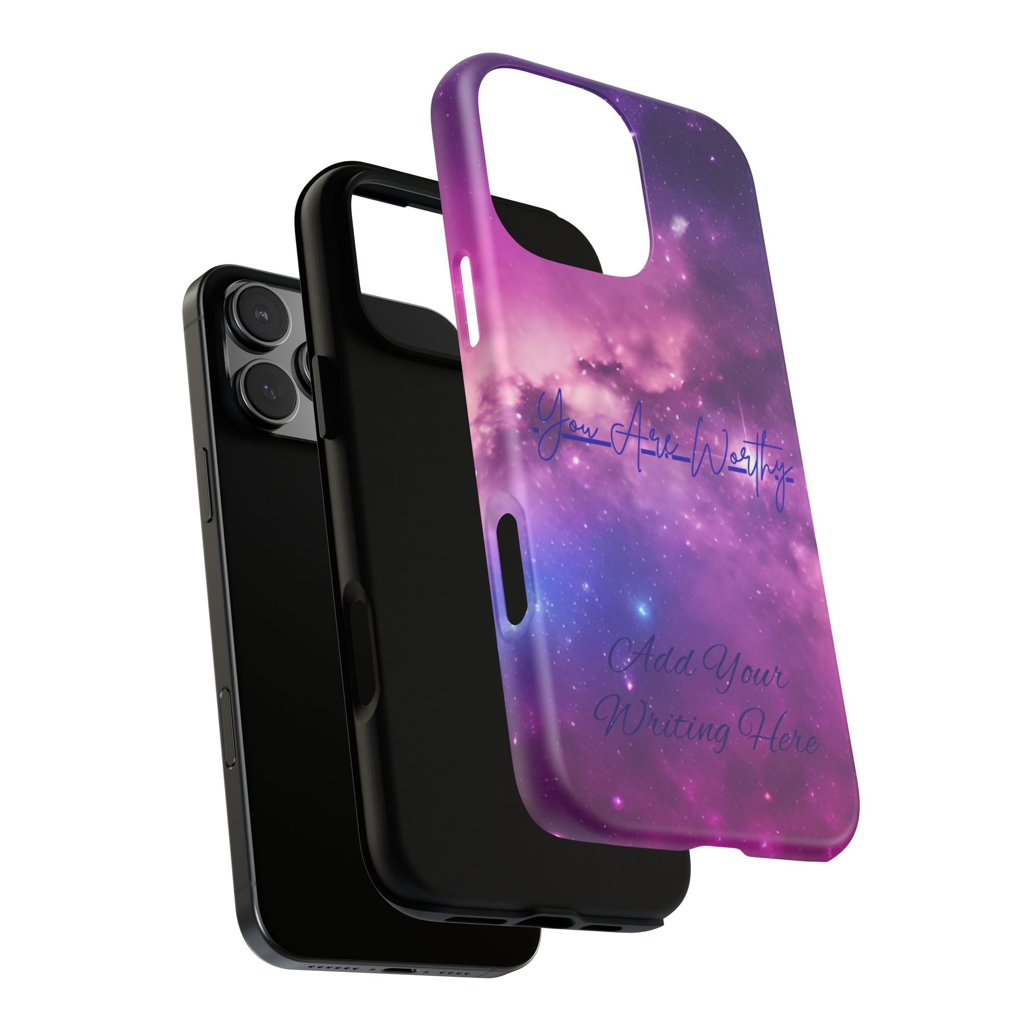 Custom Galaxy Phone Case — Personalized Purple Nebula iPhone Cover with Text