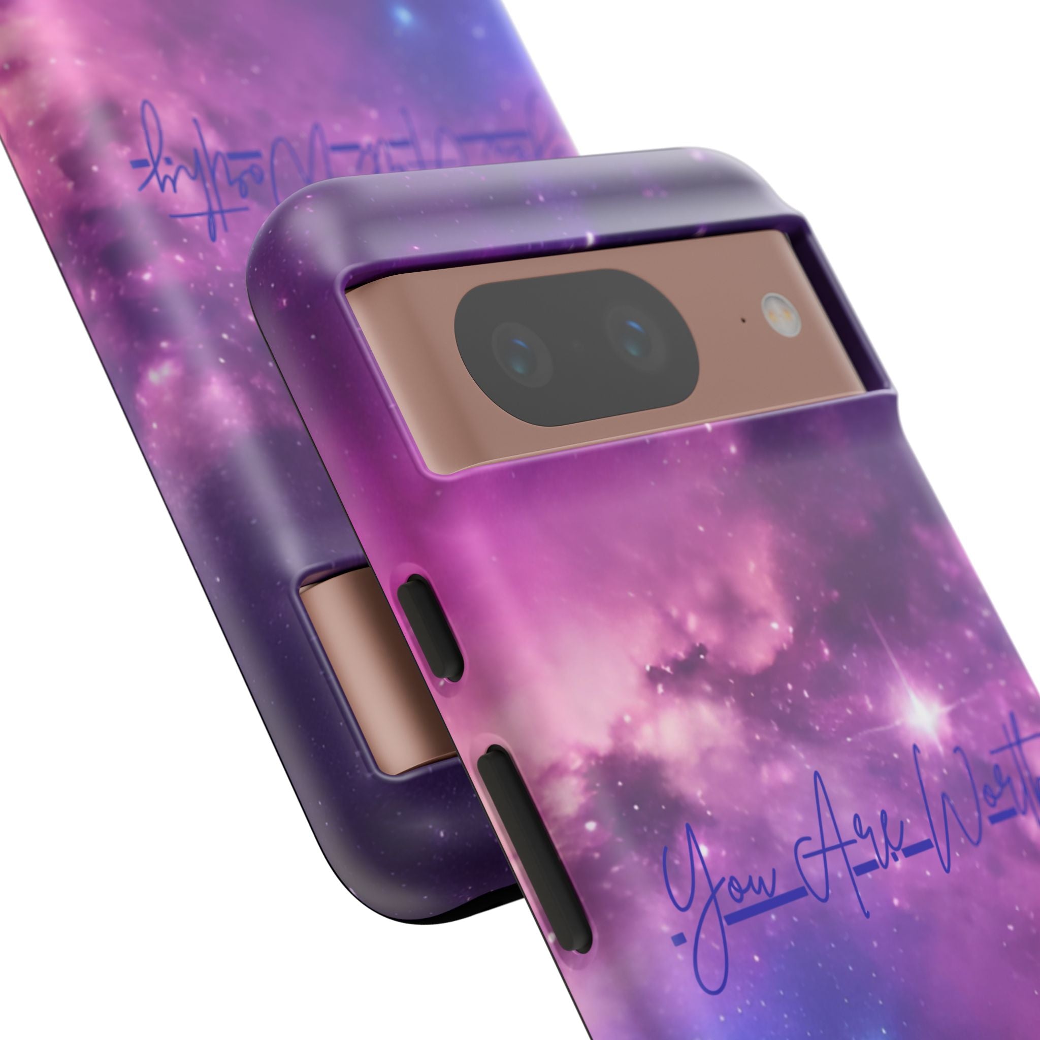Galaxy "You Are Worthy" Phone Case — Motivational Nebula Design, Customizable Text