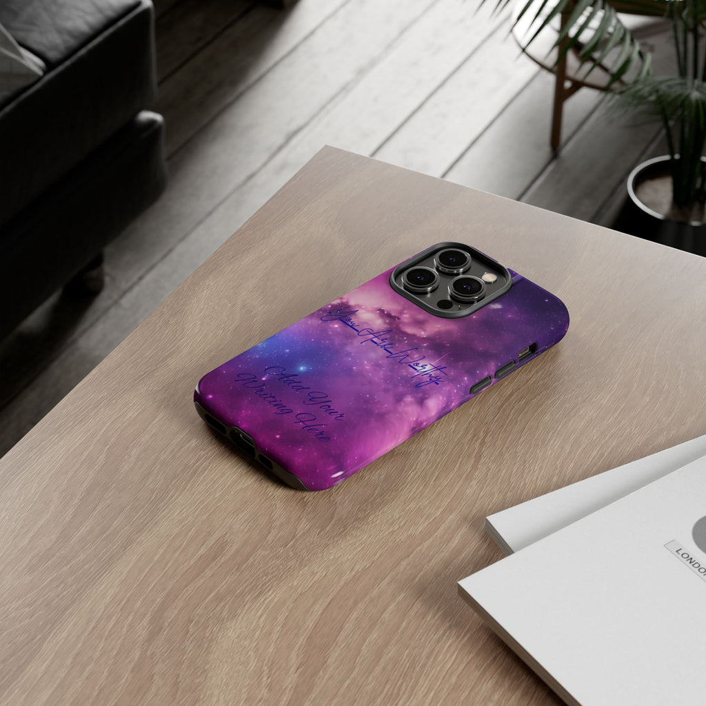 Custom Galaxy Phone Case — Personalized Purple Nebula iPhone Cover with Text