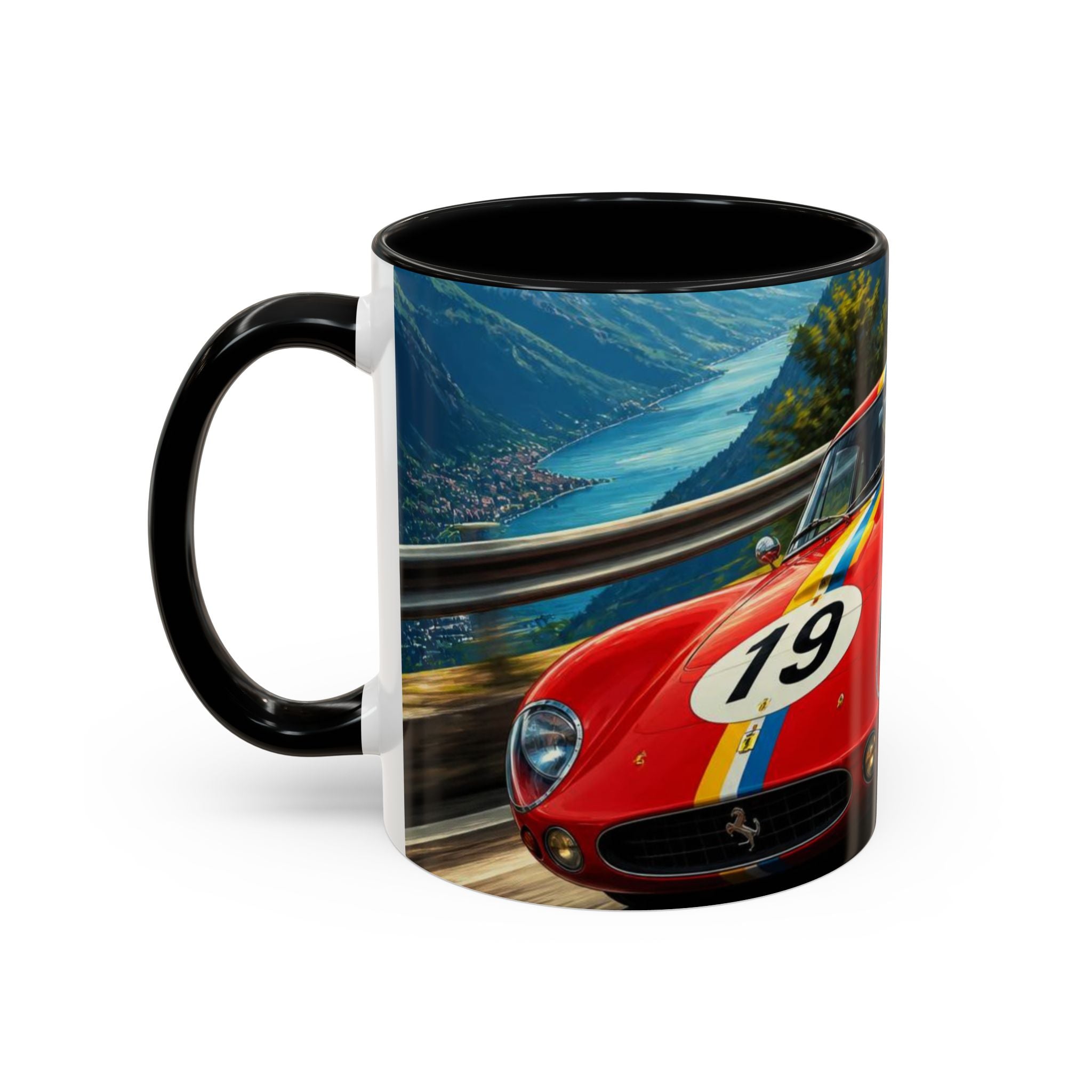 Classic Racing Cars Accent Coffee Mug – Vintage Sports Car Track Design (11/15oz)