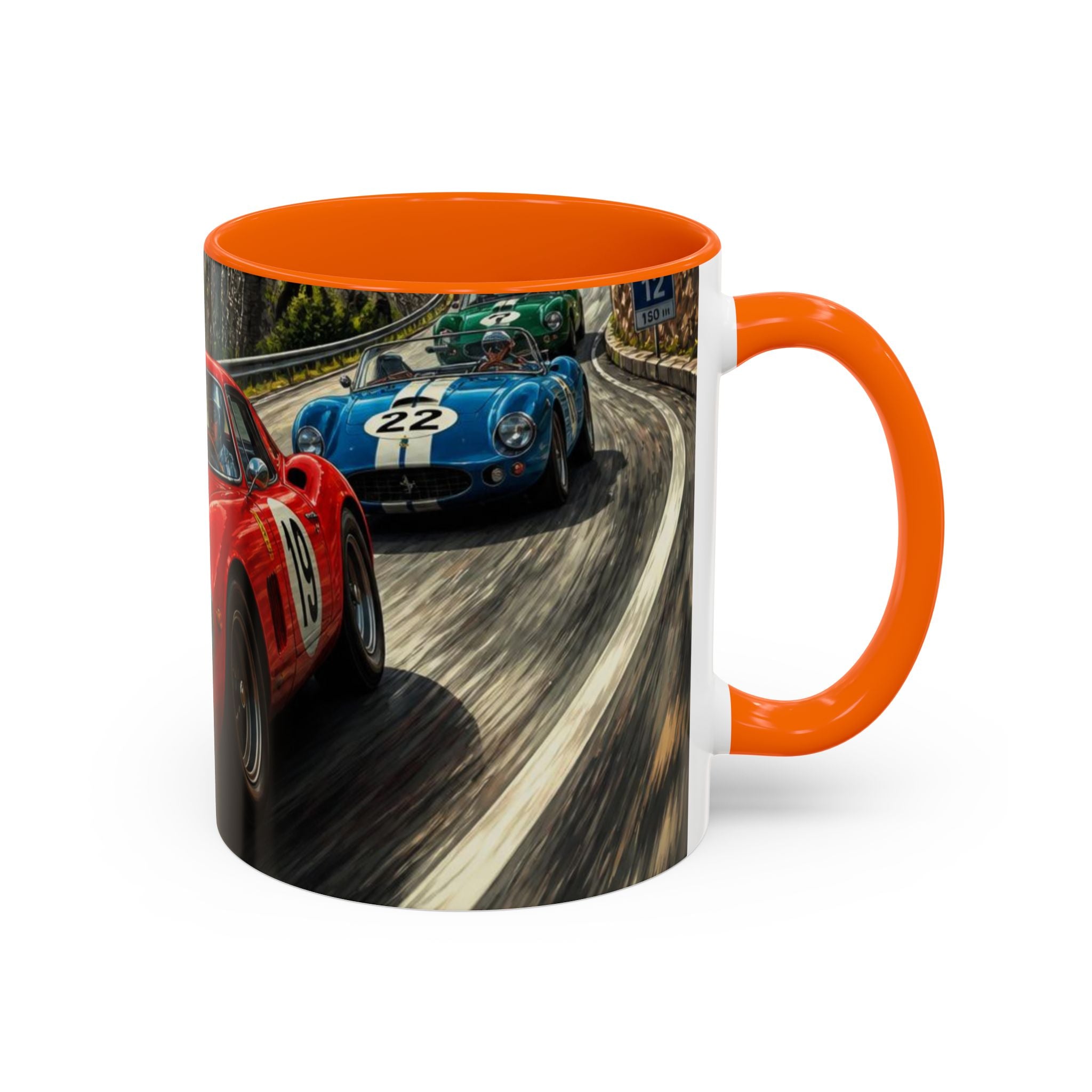 Classic Racing Cars Accent Coffee Mug – Vintage Sports Car Track Design (11/15oz)