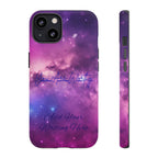 Custom Galaxy Phone Case — Personalized Purple Nebula iPhone Cover with Text
