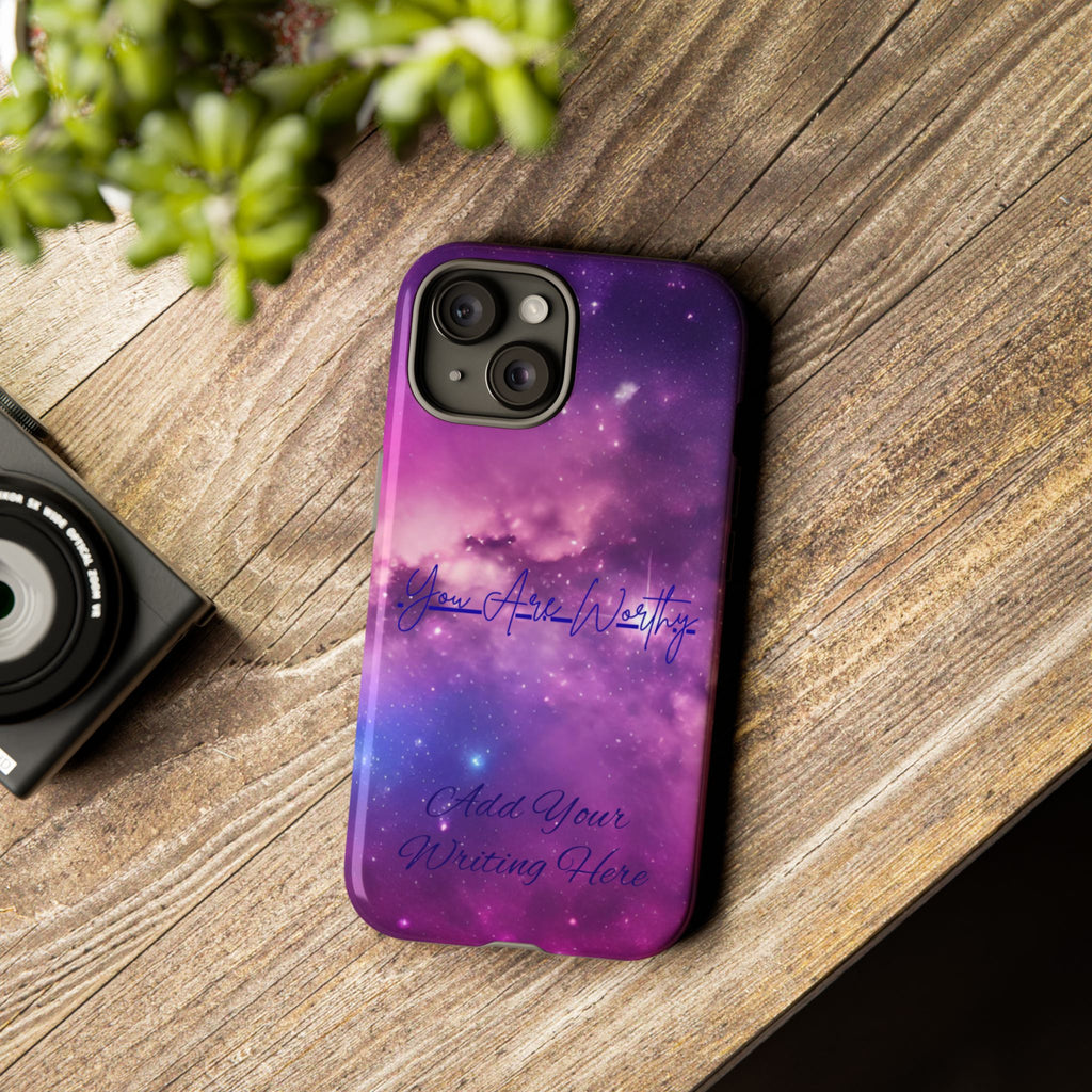Custom Galaxy Phone Case — Personalized Purple Nebula iPhone Cover with Text