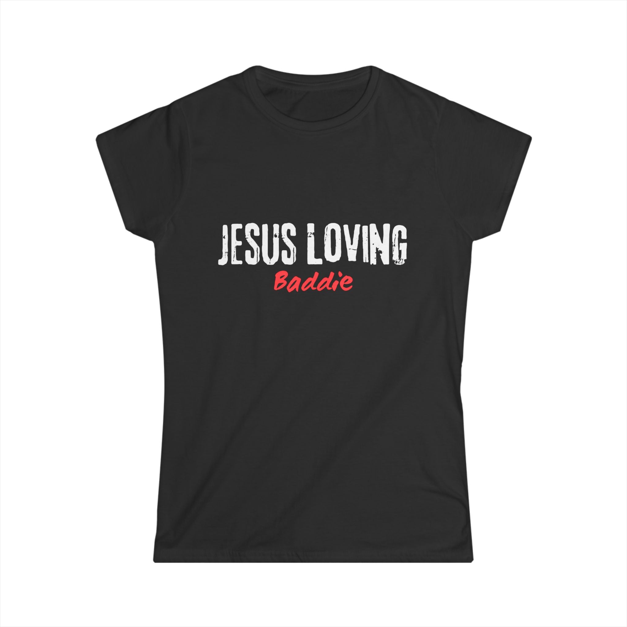 Jesus Loving Baddie Tee — Christian Graphic Women's T‑Shirt with Heart Cross Back
