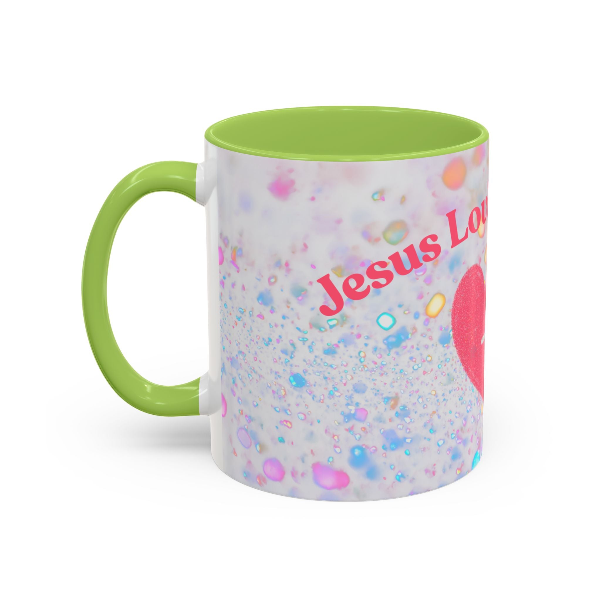 Jesus Loving Baddie Accent Coffee Mug – Pink Heart Cross 11/15oz