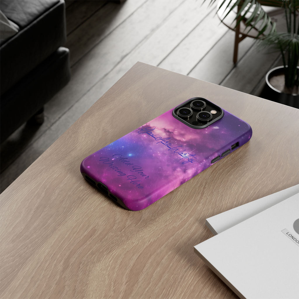 Custom Galaxy Phone Case — Personalized Purple Nebula iPhone Cover with Text