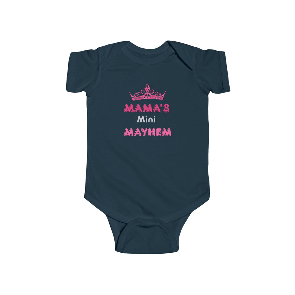 Infant Bodysuit — “Mama’s Mini Mayhem” Pink Tiara Baby Onesie