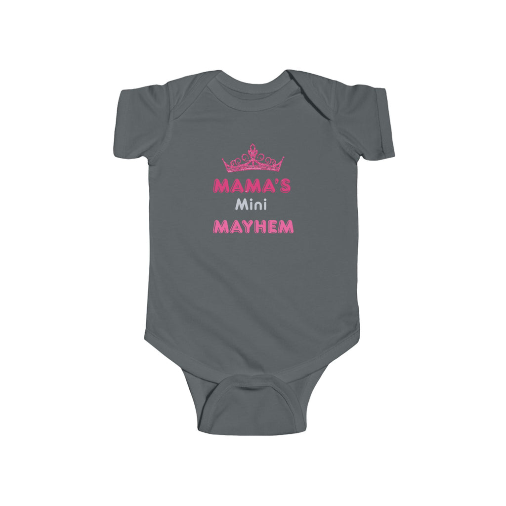 Infant Bodysuit — “Mama’s Mini Mayhem” Pink Tiara Baby Onesie