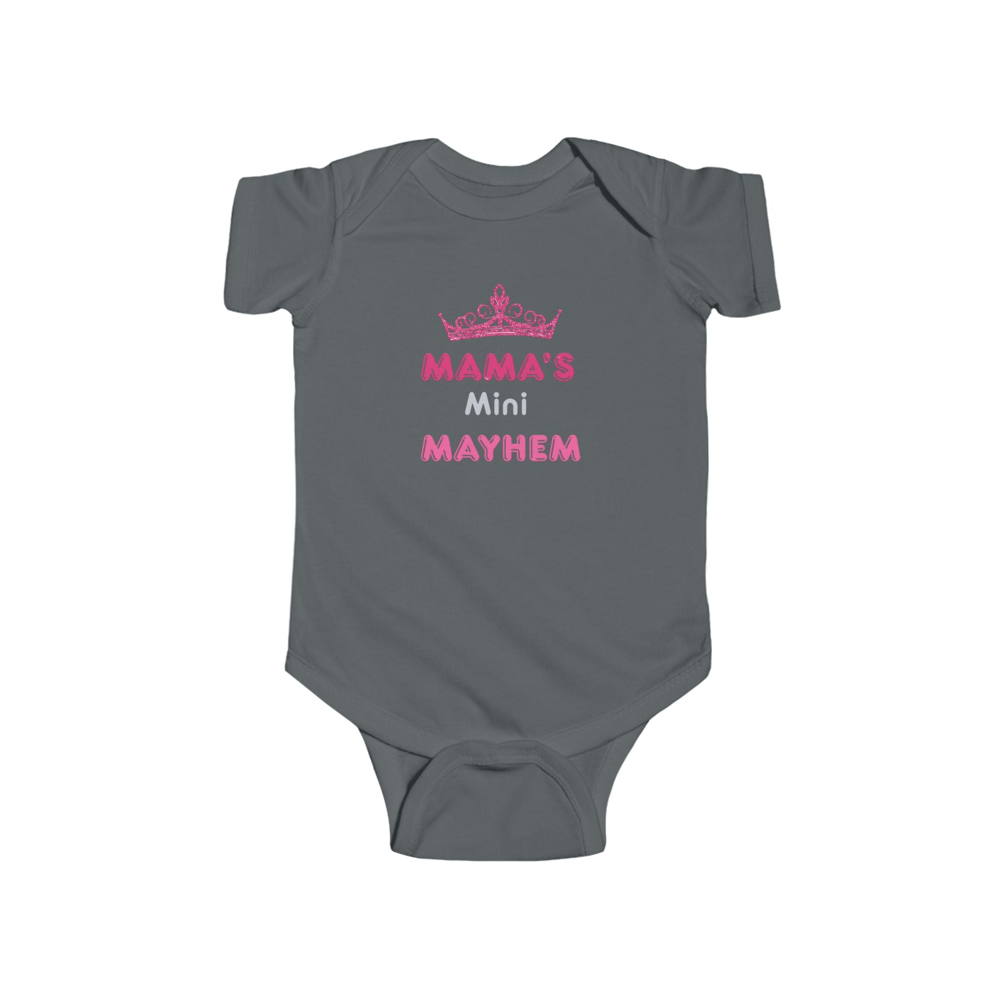 Infant Bodysuit — “Mama’s Mini Mayhem” Pink Tiara Baby Onesie