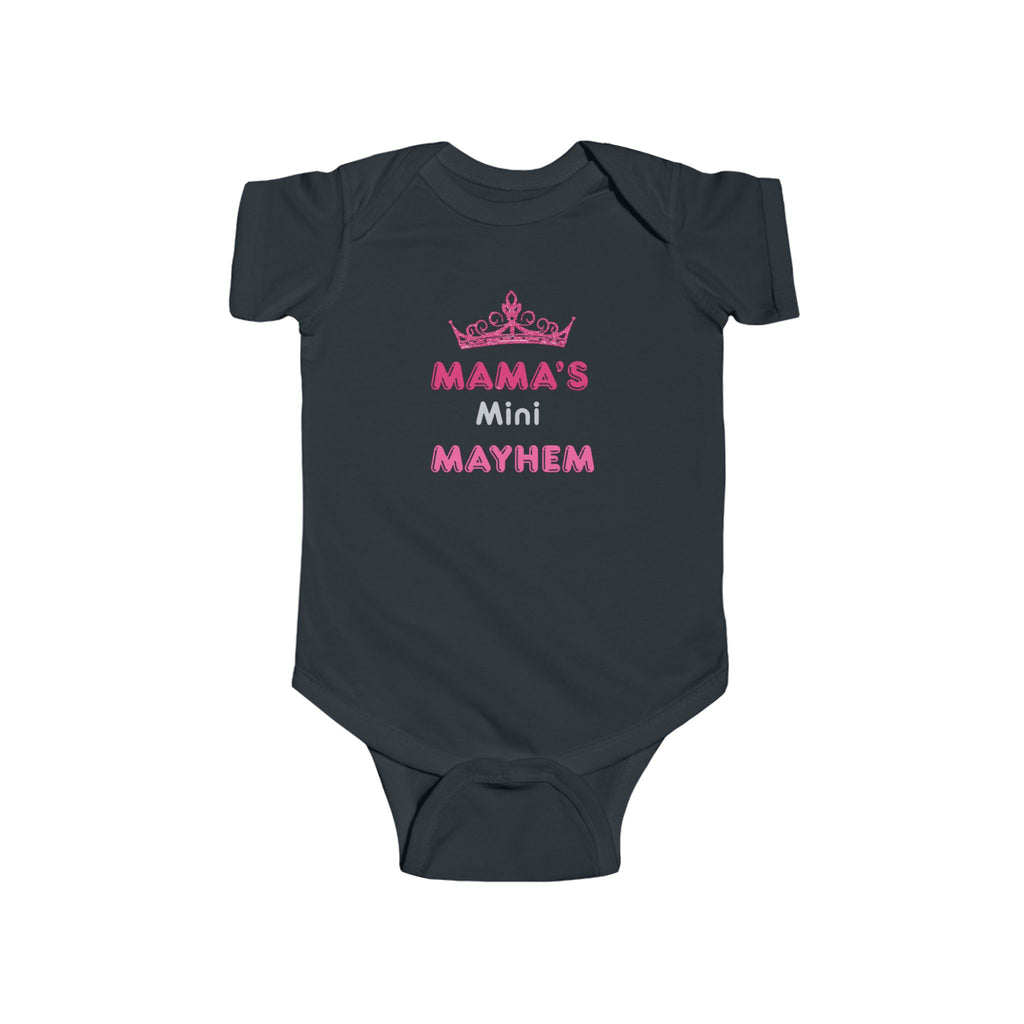 Infant Bodysuit — “Mama’s Mini Mayhem” Pink Tiara Baby Onesie