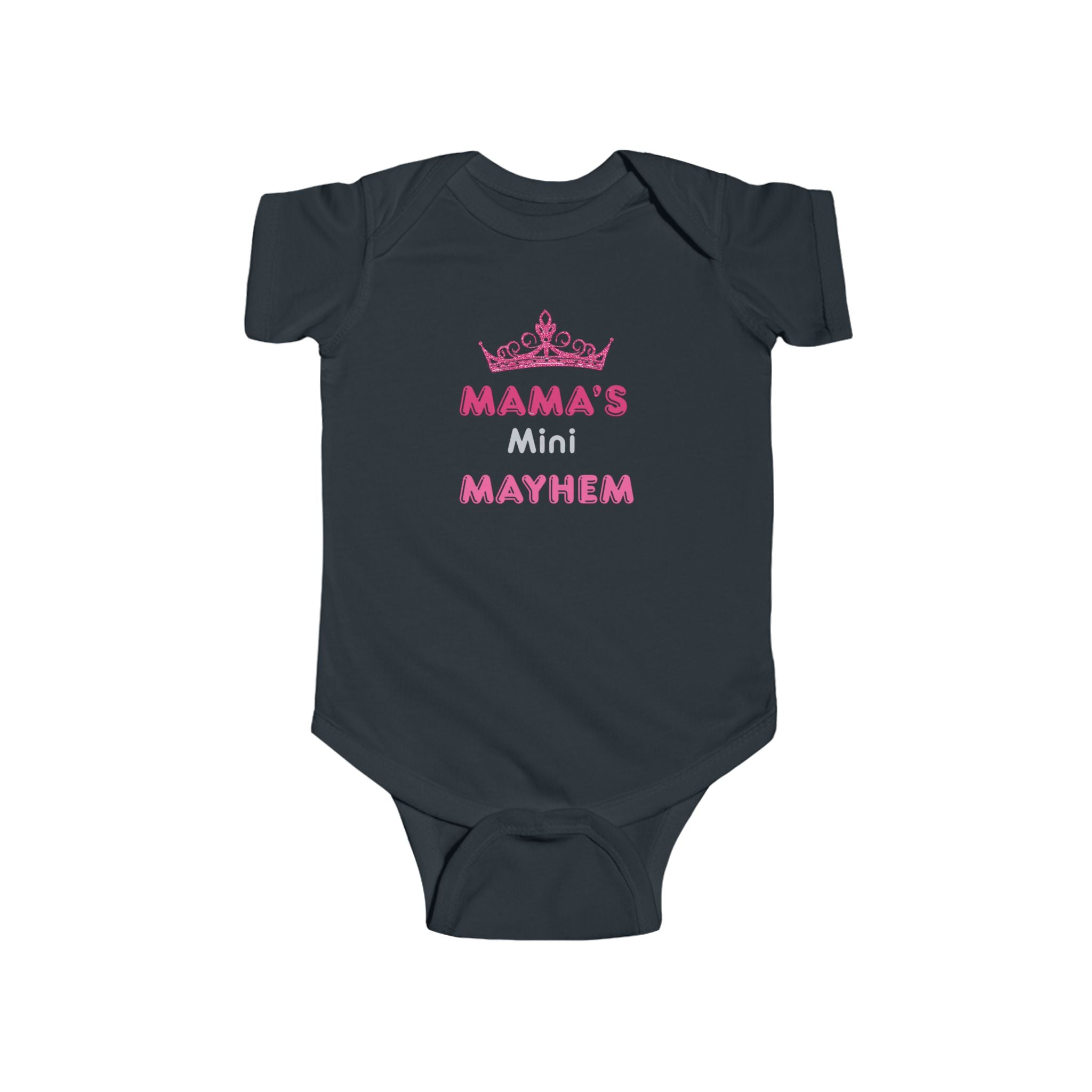 Infant Bodysuit — “Mama’s Mini Mayhem” Pink Tiara Baby Onesie