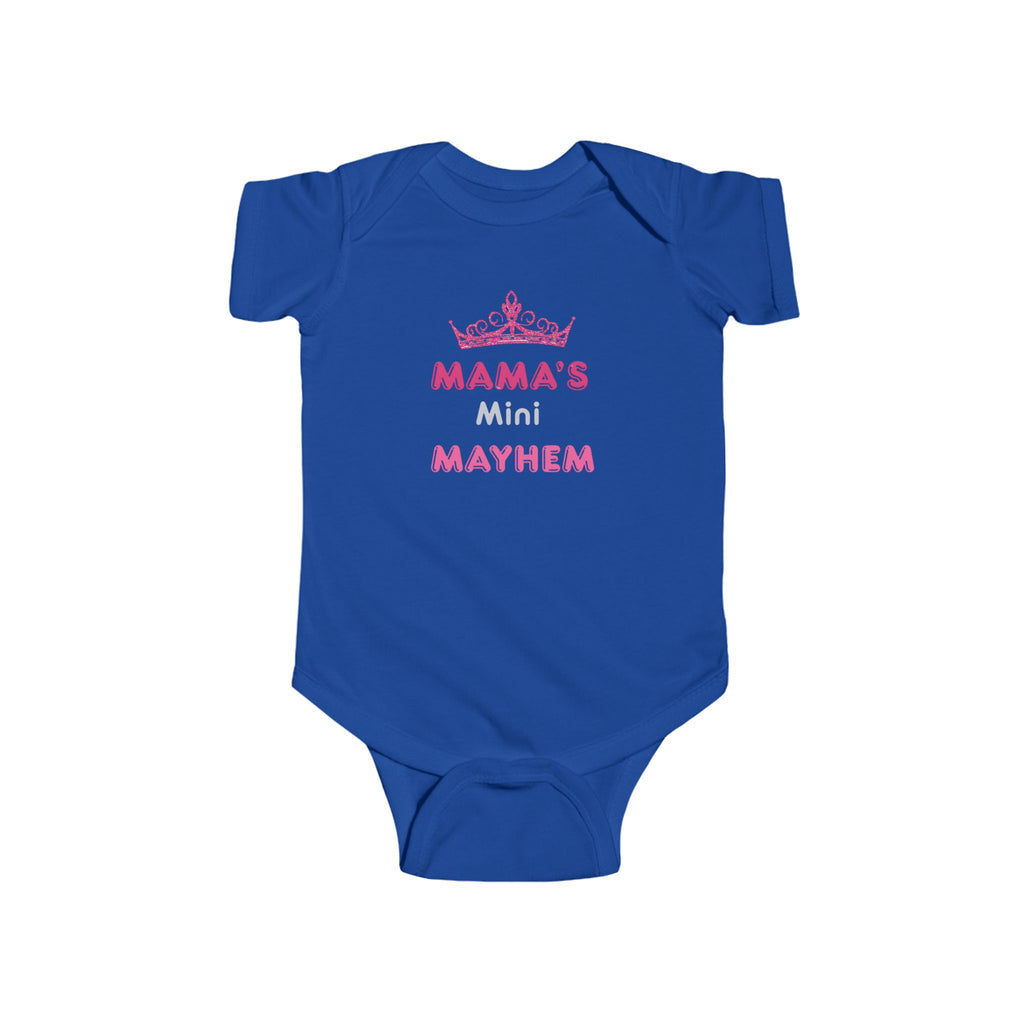 Infant Bodysuit — “Mama’s Mini Mayhem” Pink Tiara Baby Onesie