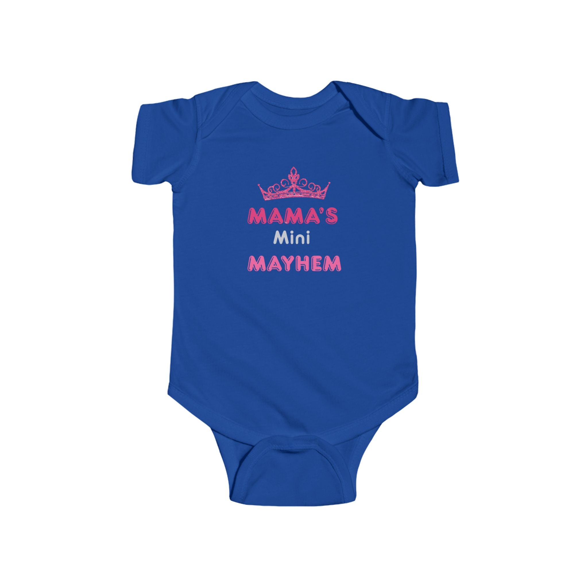 Infant Bodysuit — “Mama’s Mini Mayhem” Pink Tiara Baby Onesie