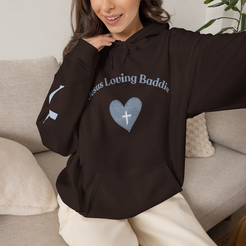 Jesus Loving Baddie Hoodie — Psalm 46:5 Christian Heart Cross Pullover