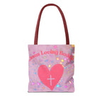 Jesus Loving Baddie Tote Bag — Pink Heart Cross All-Over Print