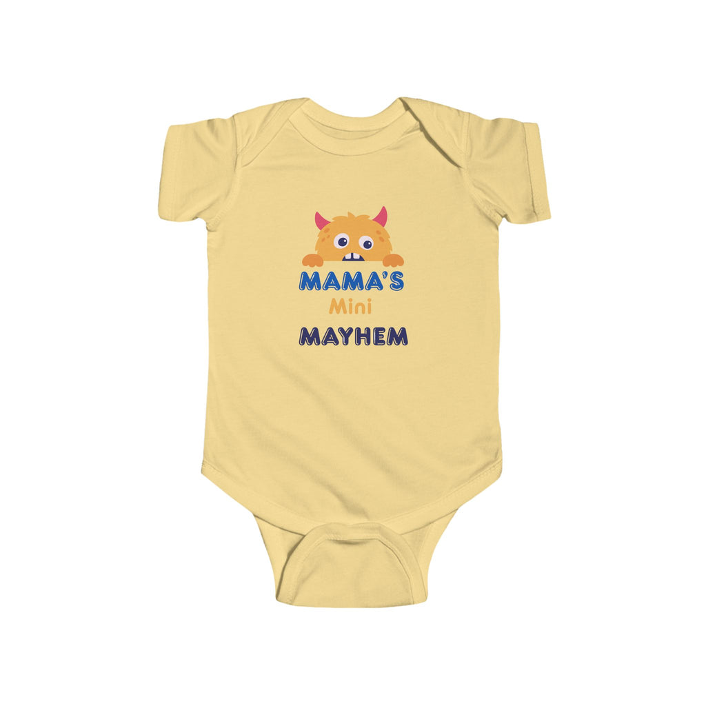 Mama’s Mini Mayhem Infant Bodysuit — Cute Cat Graphic Baby Onesie